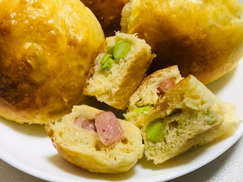 ホームベーカリーで！枝豆とソーセージのおやつパン